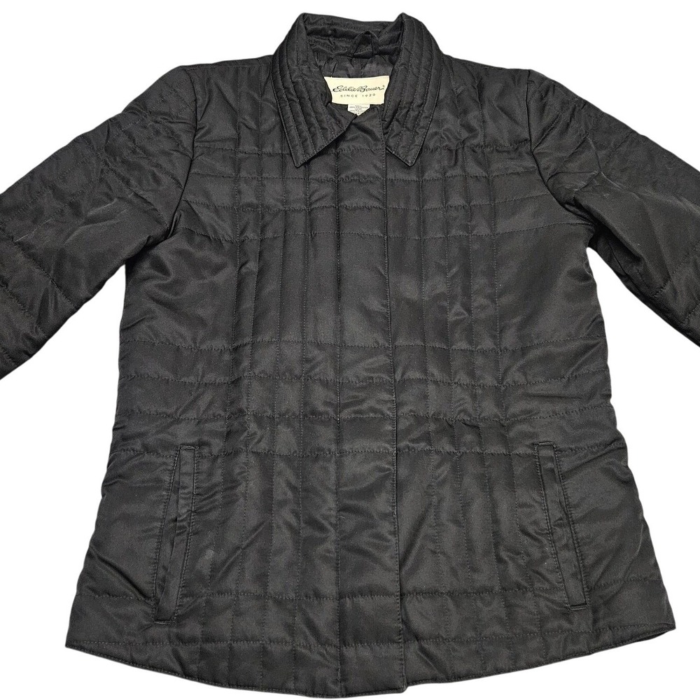 Eddie Bauer Quilted Jacket Womens Small Black Insulated Outdoor Classic